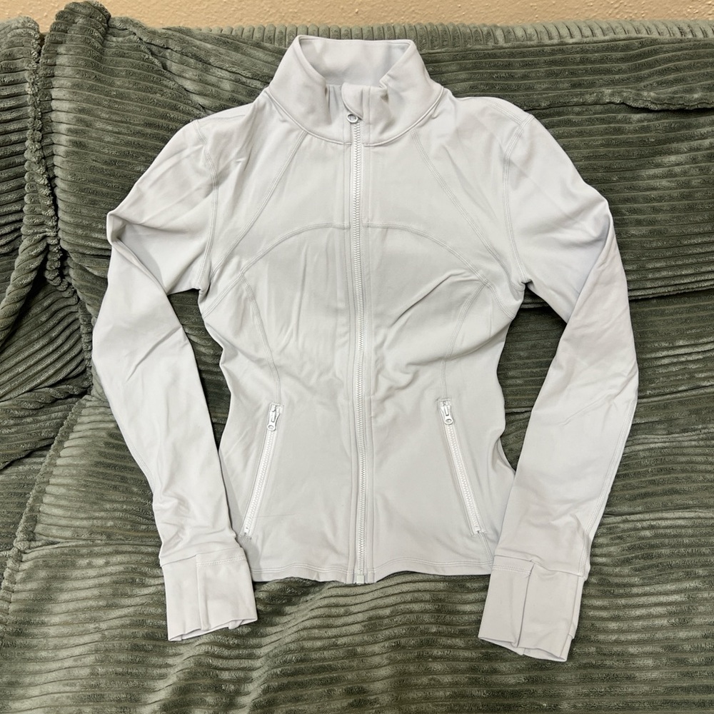 Women’s Light Gray Utility Zip-Front Jacket with Stand Collar